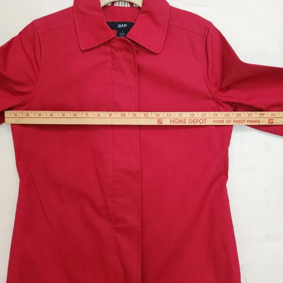 GAP Vintage Y2K Red Trench Coat size SMALL - Picture 6 of 8